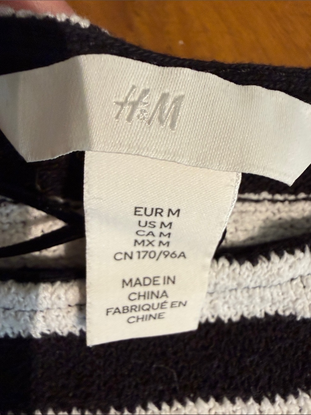 H&M Black and White Striped Cropped Crewneck Sweater - Picture 2 of 3